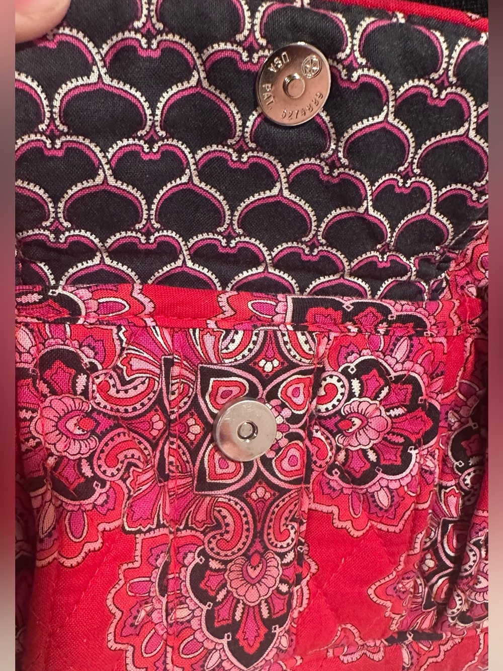 Vera Bradley Libby Crossbody Bag Frankly Scarlet 2008 Red Paisley Quilted Cotton - Picture 5 of 17